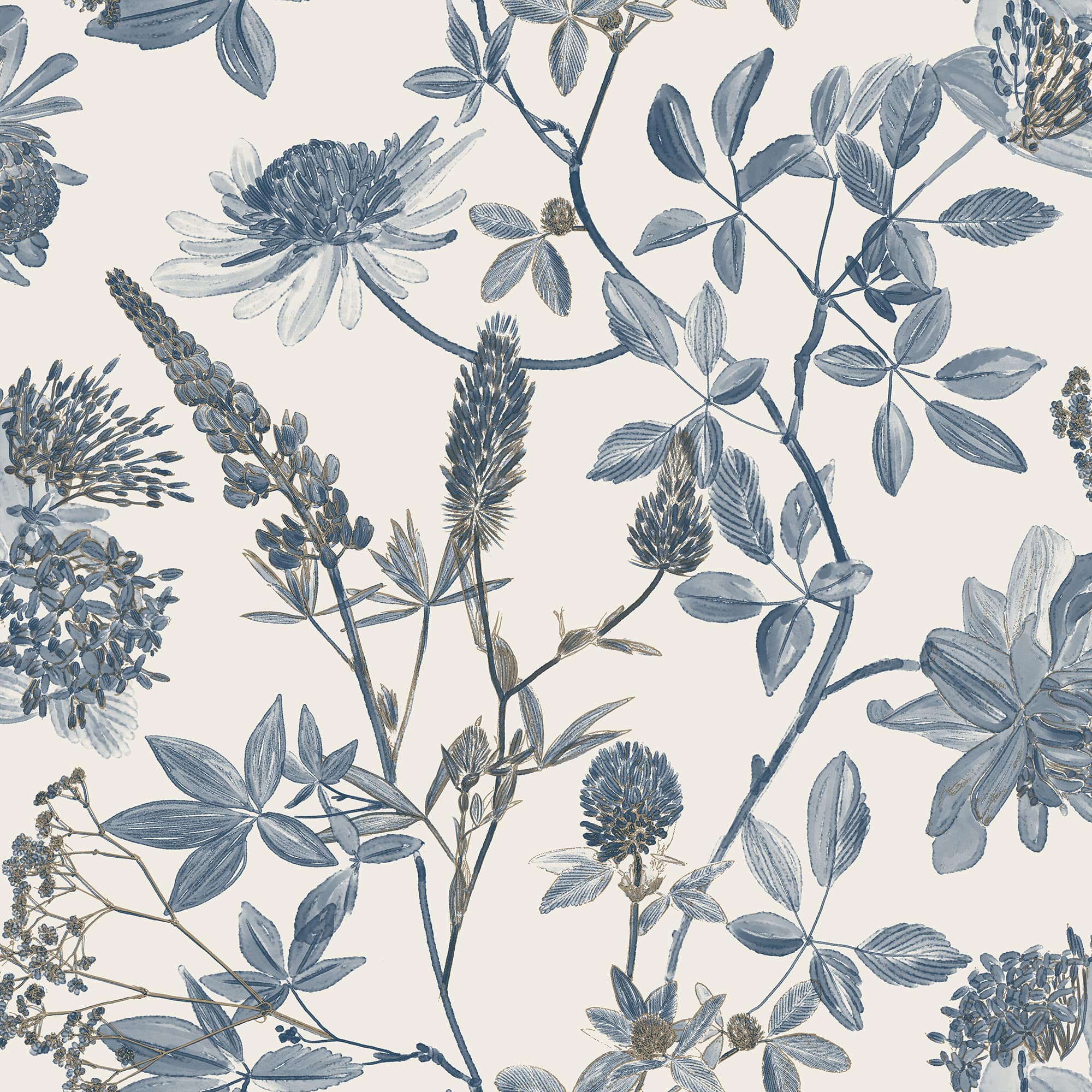 Designs Direct Botanical Blueprint Painterly Branches Wallpaper